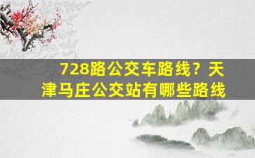 728路公交车路线？天津马庄公交站有哪些路线